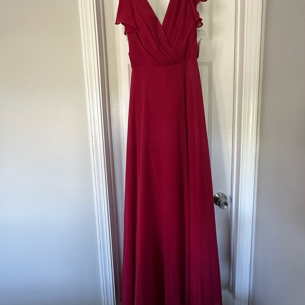 Red Ruffled Wrap Maxi Dress for Weddings